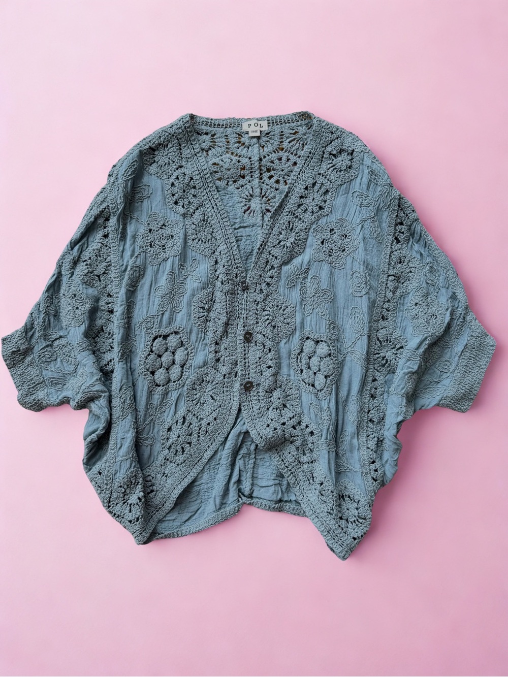 Crochet Cardigan — Grey